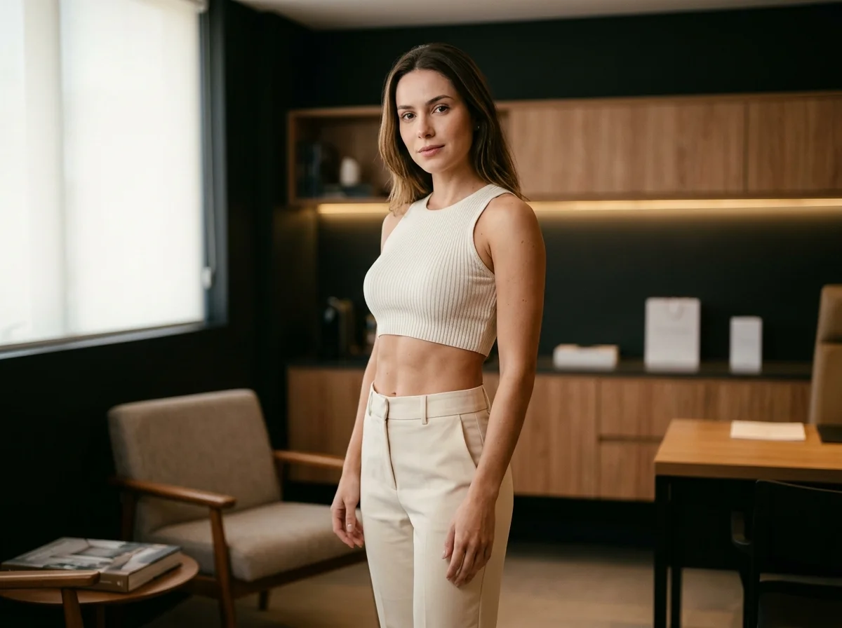 Contorno abdominal com definição intermediária após lipoescultura de média definição